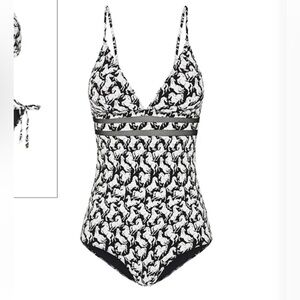 Stella McCartney Black and White Horse Print Swimsuit
